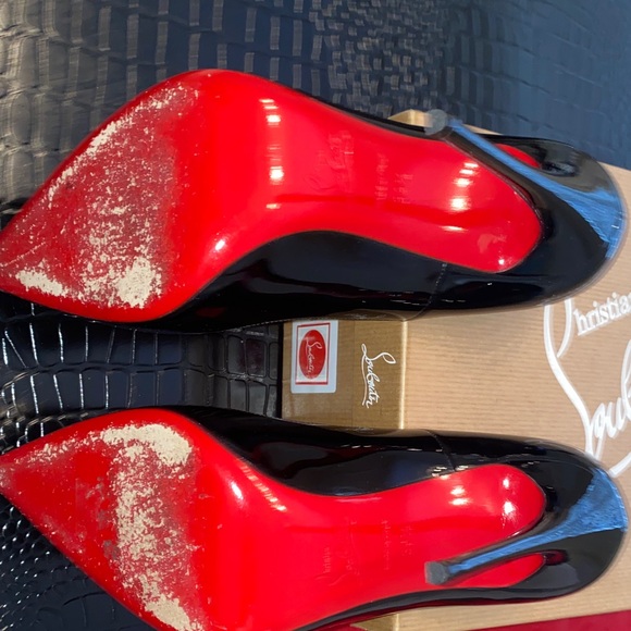 Christian Louboutin Glossy Black Heels with Red Sole - Picture 11 of 13